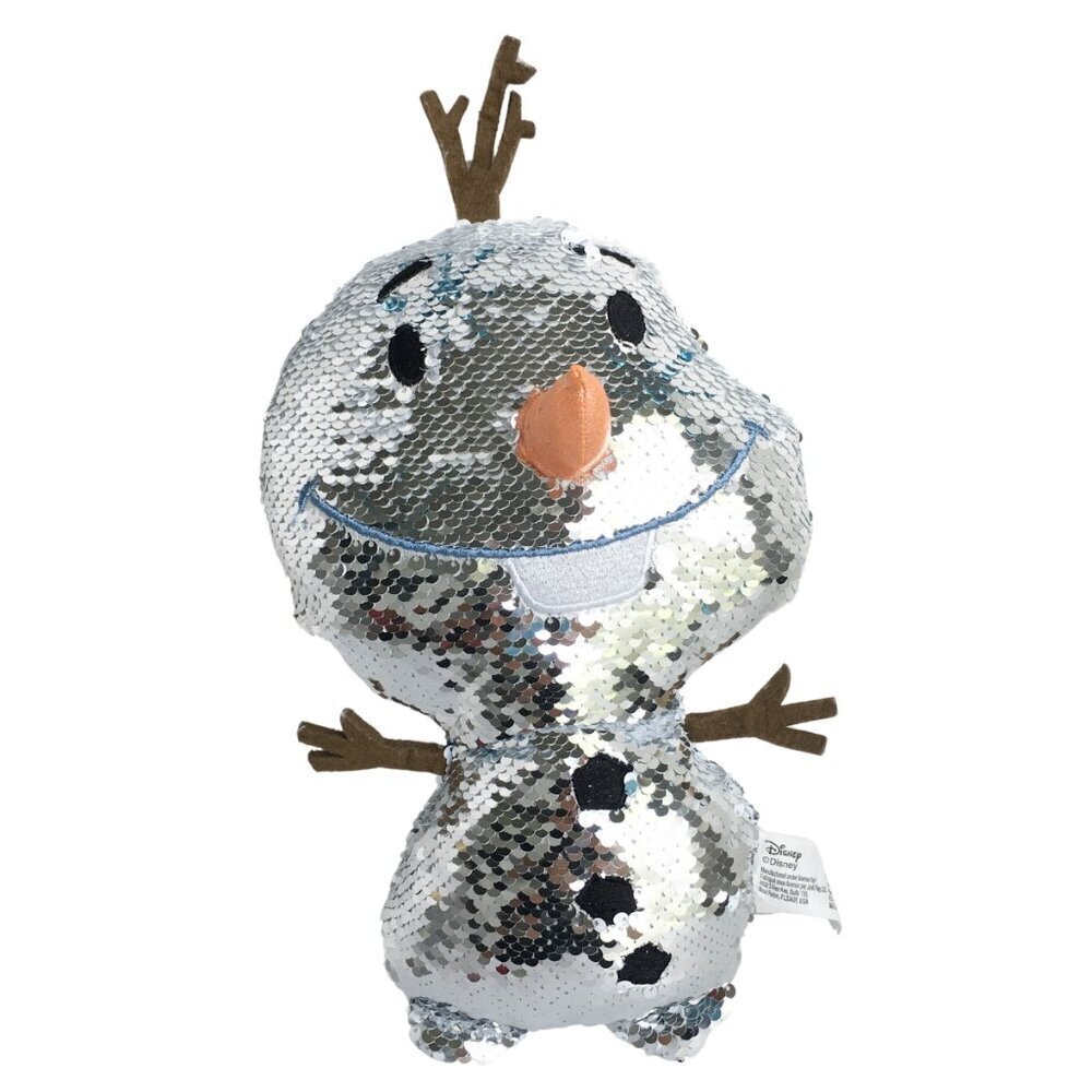 Disney Frozen 2 Olaf Plush Stuffed Animal Toy Reversible Sequins Silver White